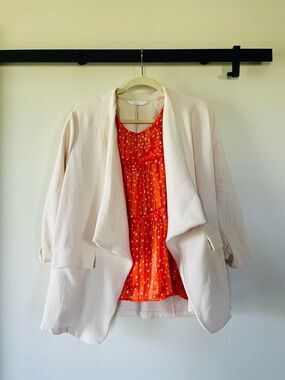 Vici orange star blouse with Cream Open-Front Blazer size medium